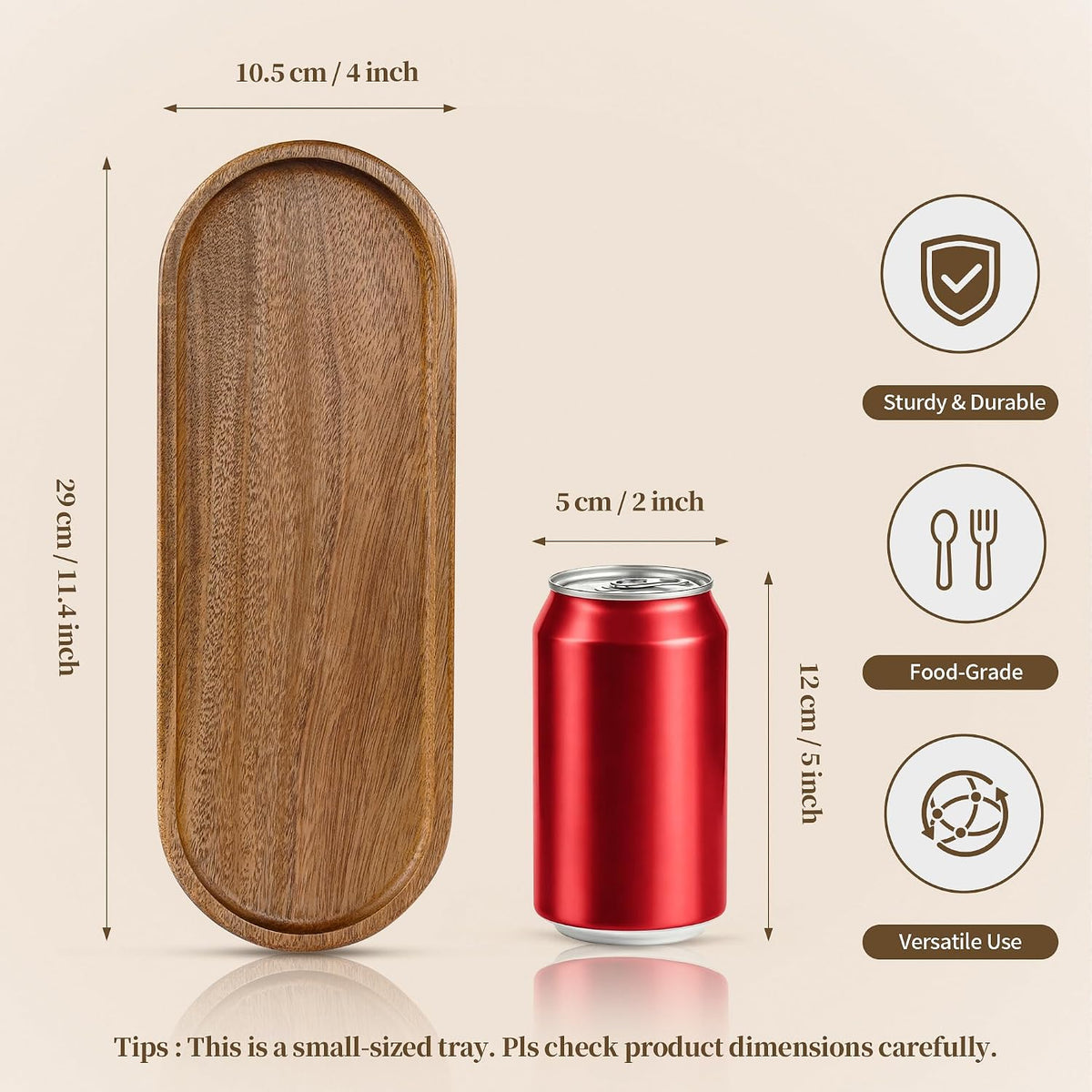 Small Wooden Tray | Acacia Wood Serving Tray Platter Mini Vanity Tray Decor