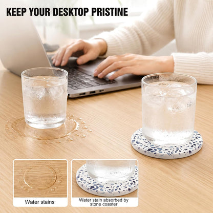 Water Absorbing Diatomaceous Earth Stone Drink Coasters Set