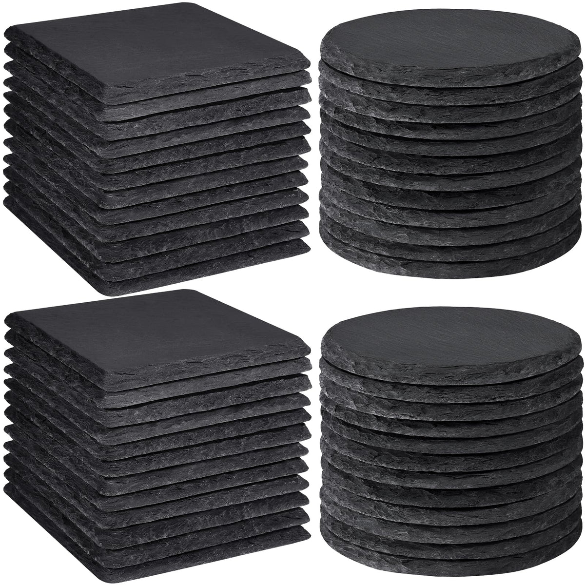 72 PCS Round Slate Coasters Bulk, MAPRIAL 4 Inch Black Handmade Rustic Rock Stone Drink Coaster for Laser Engraving, Etching, Engravable Blanks Material for Engraver, Crafts, Gifts