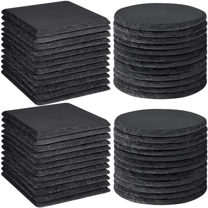 72 PCS Round Slate Coasters Bulk, MAPRIAL 4 Inch Black Handmade Rustic Rock Stone Drink Coaster for Laser Engraving, Etching, Engravable Blanks Material for Engraver, Crafts, Gifts