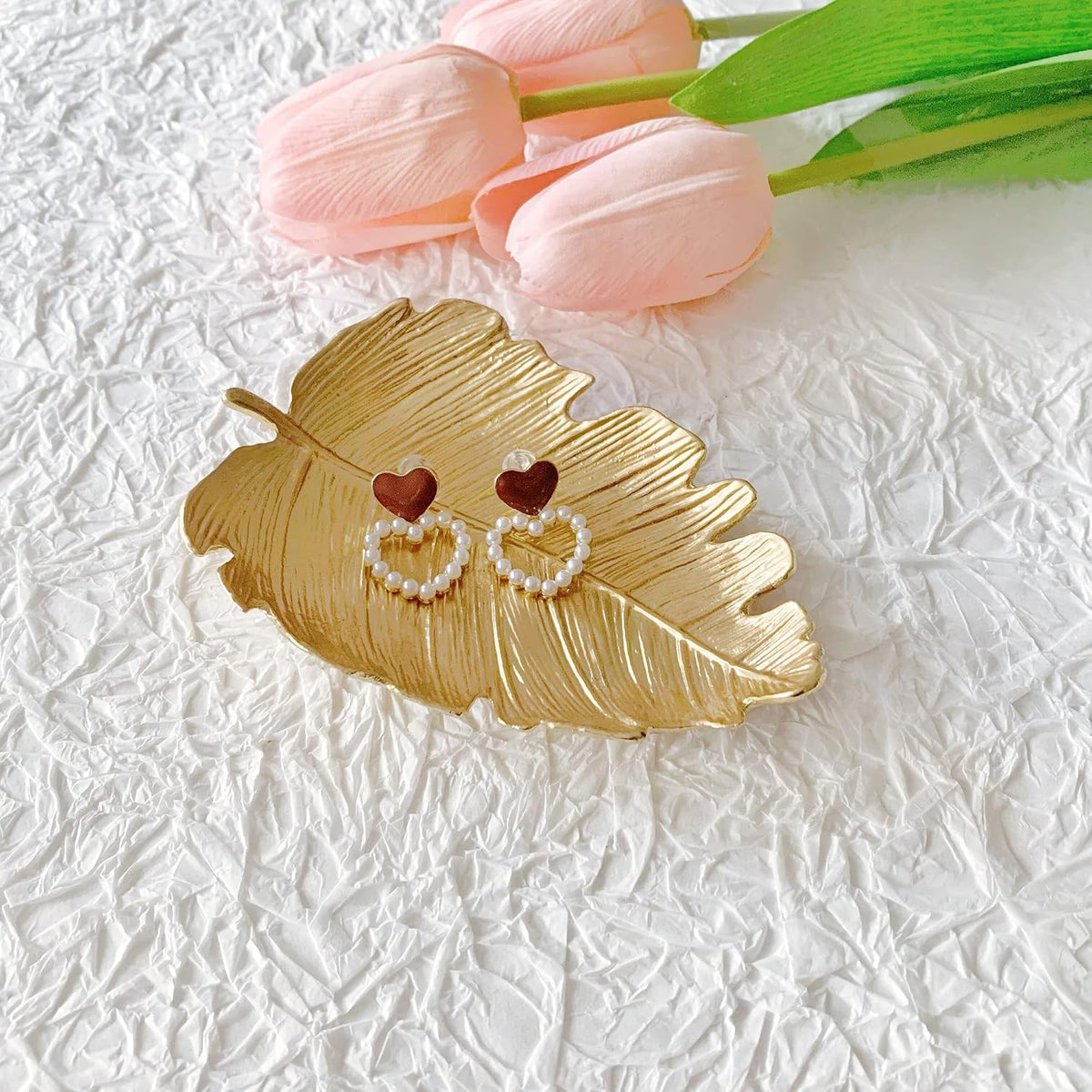 Small Leaf Shaped Trinket Dish, Decorative Gold Jewelry Dish Tray, Ring Hodler Dish Jewelry Organizer