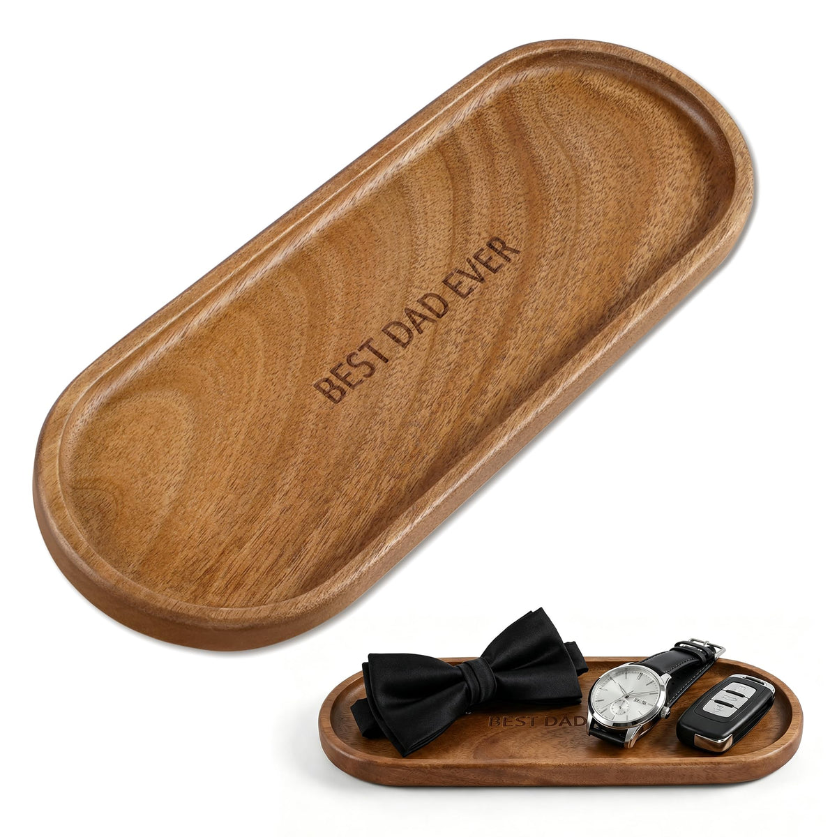 Small Wooden Tray | Acacia Wood Serving Tray Platter Mini Vanity Tray Decor