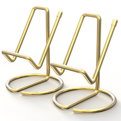 Metal Cell Phone Stand for Desk, Cute One-Piece Phone Holder, Stable Desktop Display Dock for iPhone, iPad, Samsung, Tablets & All Mobile Phones, Gold