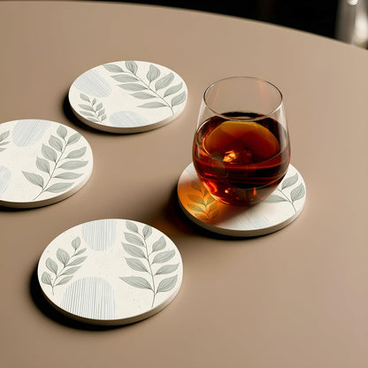 VEYRO Absorbent Ceramic Stone Drink Coasters Set of 6 with Holder