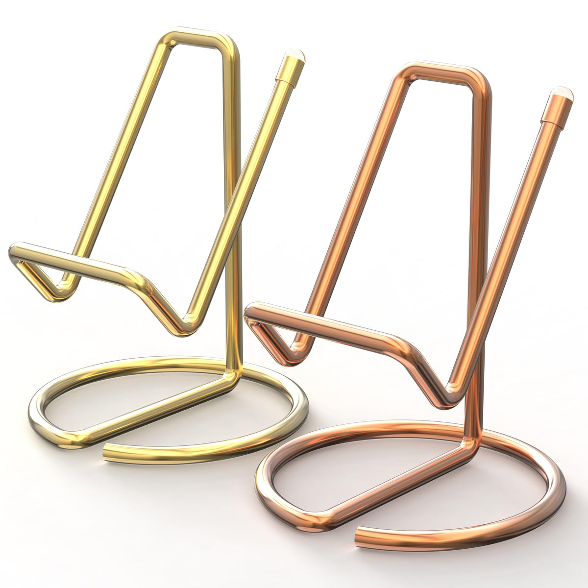 Metal Cell Phone Stand for Desk, Cute One-Piece Phone Holder, Stable Desktop Display Dock for iPhone, iPad, Samsung, Tablets & All Mobile Phones, Gold