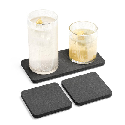 Fluxynara Felt Coasters with Holder, Set of 8 for Drinks, Oatmeal