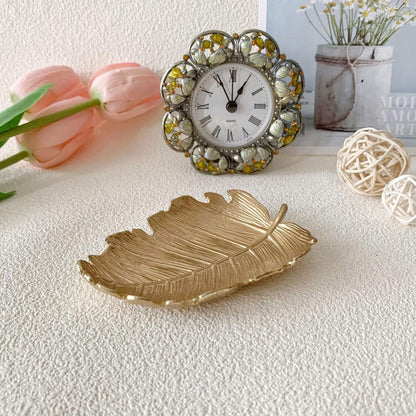 Small Leaf Shaped Trinket Dish, Decorative Gold Jewelry Dish Tray, Ring Hodler Dish Jewelry Organizer