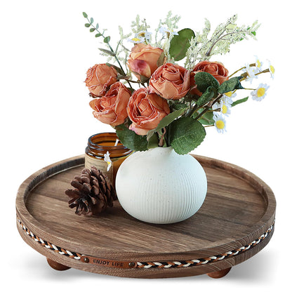 Oval Wooden Decorative Tray Coffee Table Tray Home Decor 15" Rustic