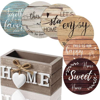 Queekay House Warming Gifts New Home Farmhouse Coasters Set of 6, Gray