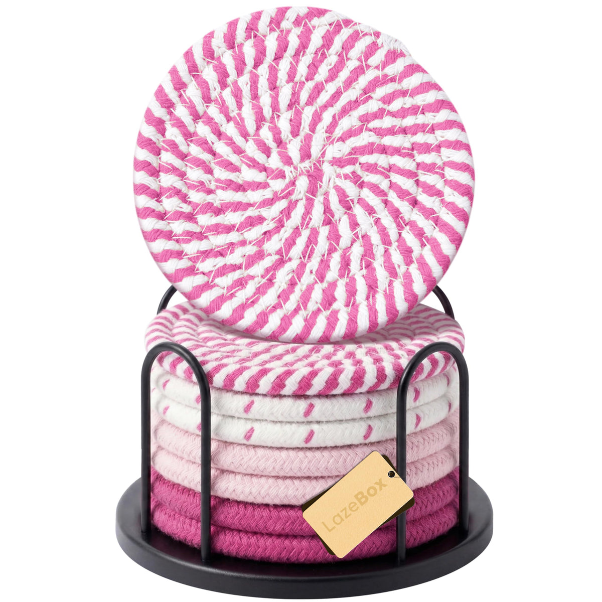 Lazebox Coasters Set of 8 for Drinks, 4 Inch Large Coasters for Coffee Table, Tabletop Protection for Hot & Cold Drinks, Versatile Coasters for Home Decor, Non-Slip & Easy to Clean, Mint Green