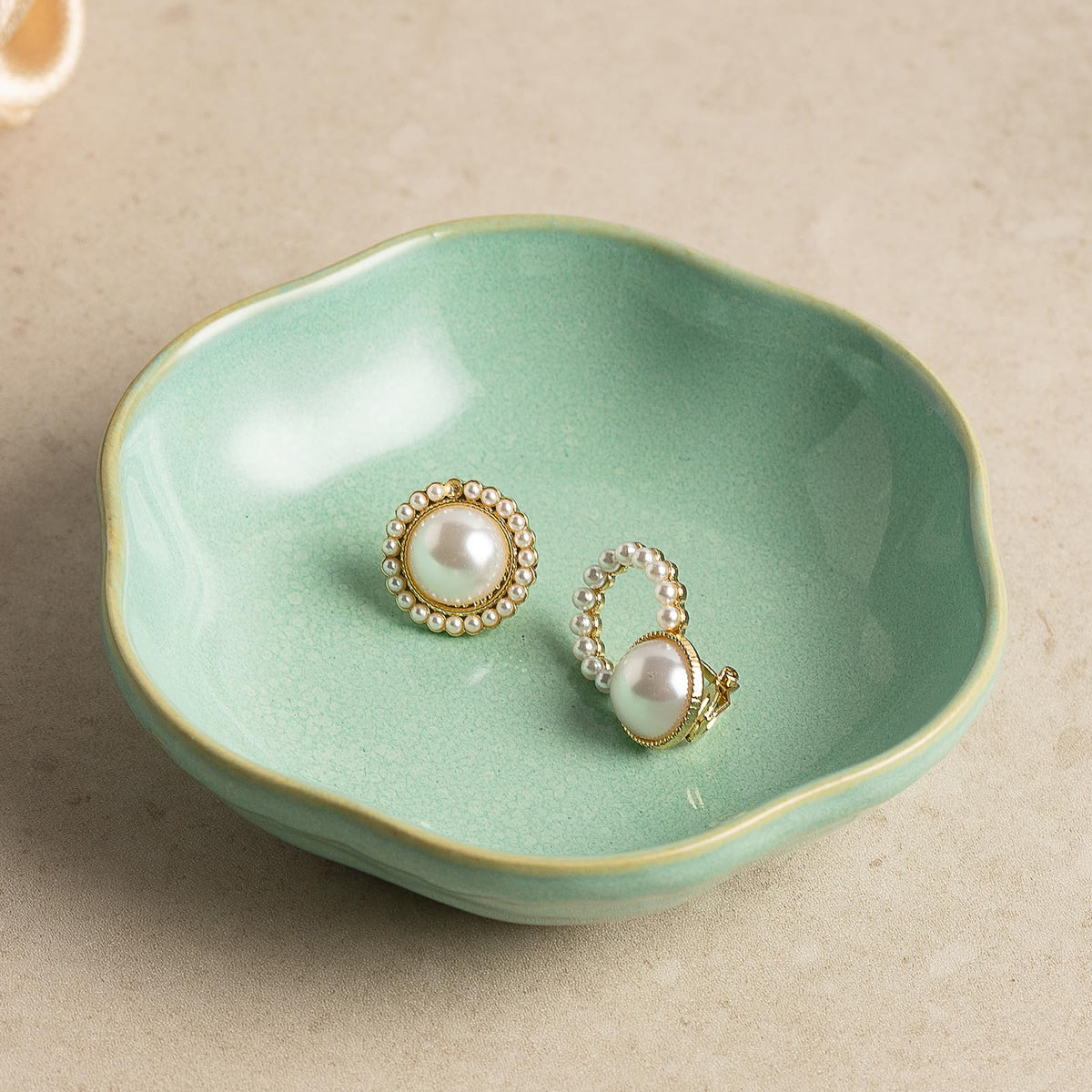 Ceramic Jewelry Tray, Ring Holder Floral Trinket Bowl for Women