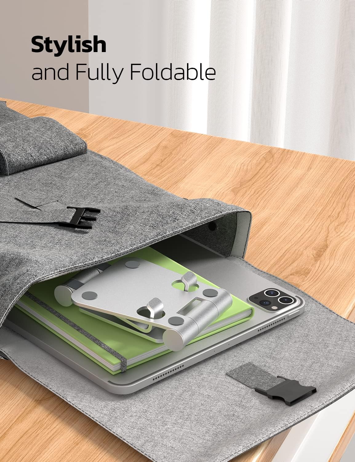 Nulaxy 2 Pack Aluminum Dual Folding Cell Phone Stanr for Desk, Silver