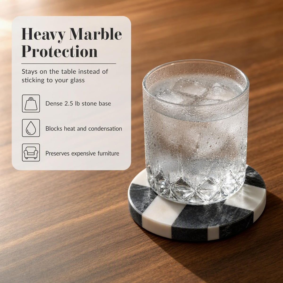Mud Pie Checkered Coaster Set, Modern Black and White Coasters, 4 Inch