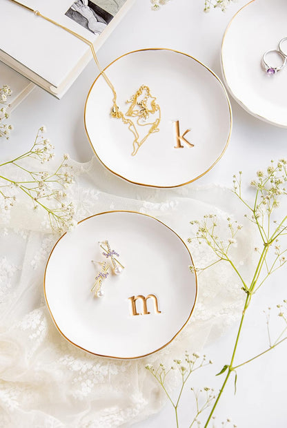 COLLECTIVE HOME Ceramic Jewelry Tray, Trinket Dish, Gifts for Women (A)