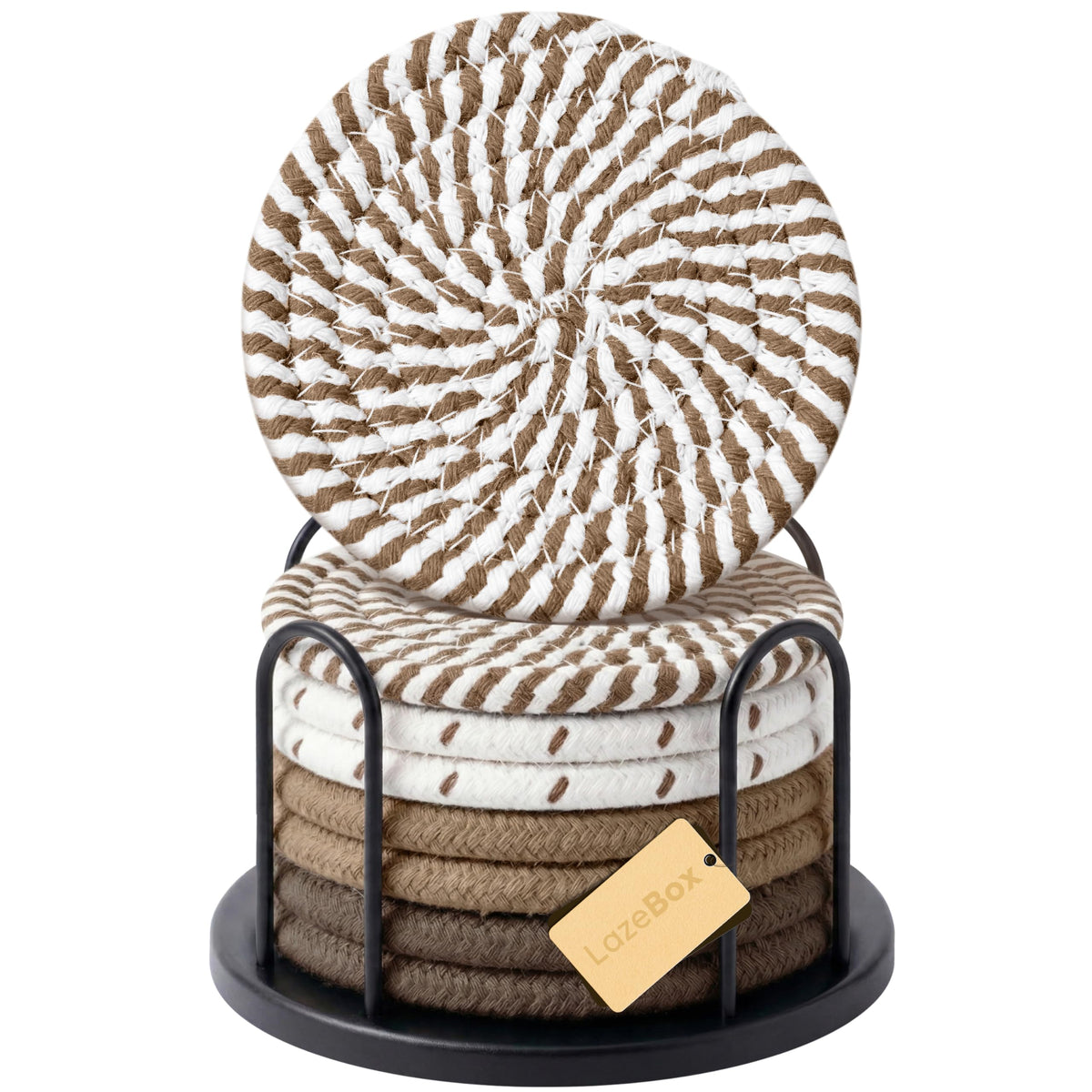 Lazebox Coasters Set of 8 for Drinks, 4 Inch Large Coasters for Coffee Table, Tabletop Protection for Hot & Cold Drinks, Versatile Coasters for Home Decor, Non-Slip & Easy to Clean, Mint Green