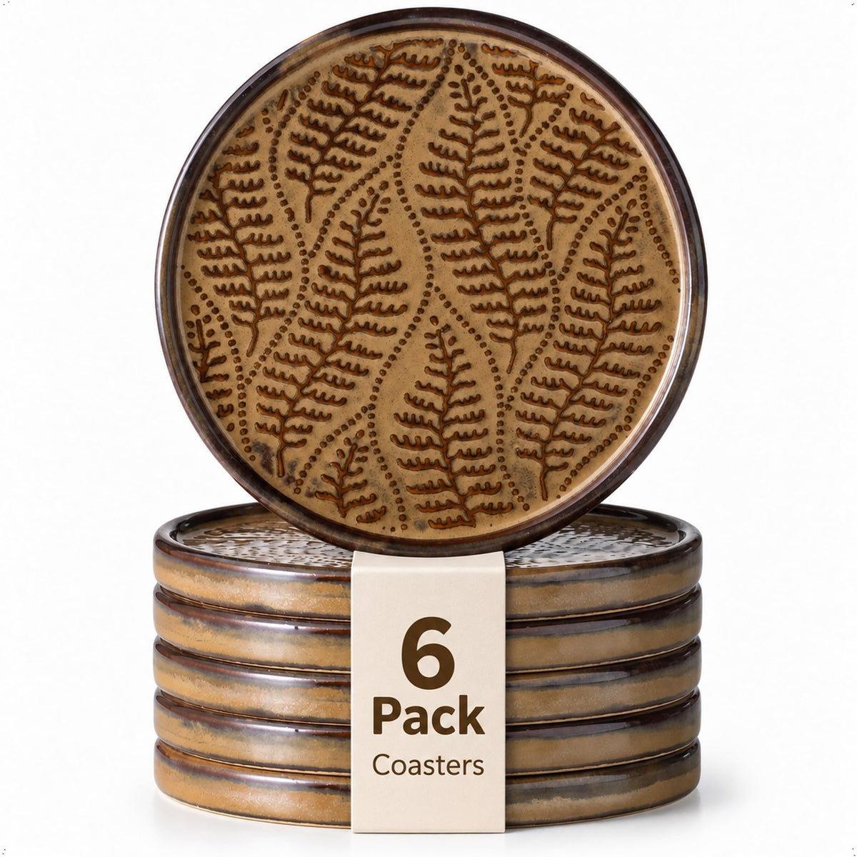 Drink Coasters Set of 6, Ceramic Cup Coasters for Desk, Slate Blue