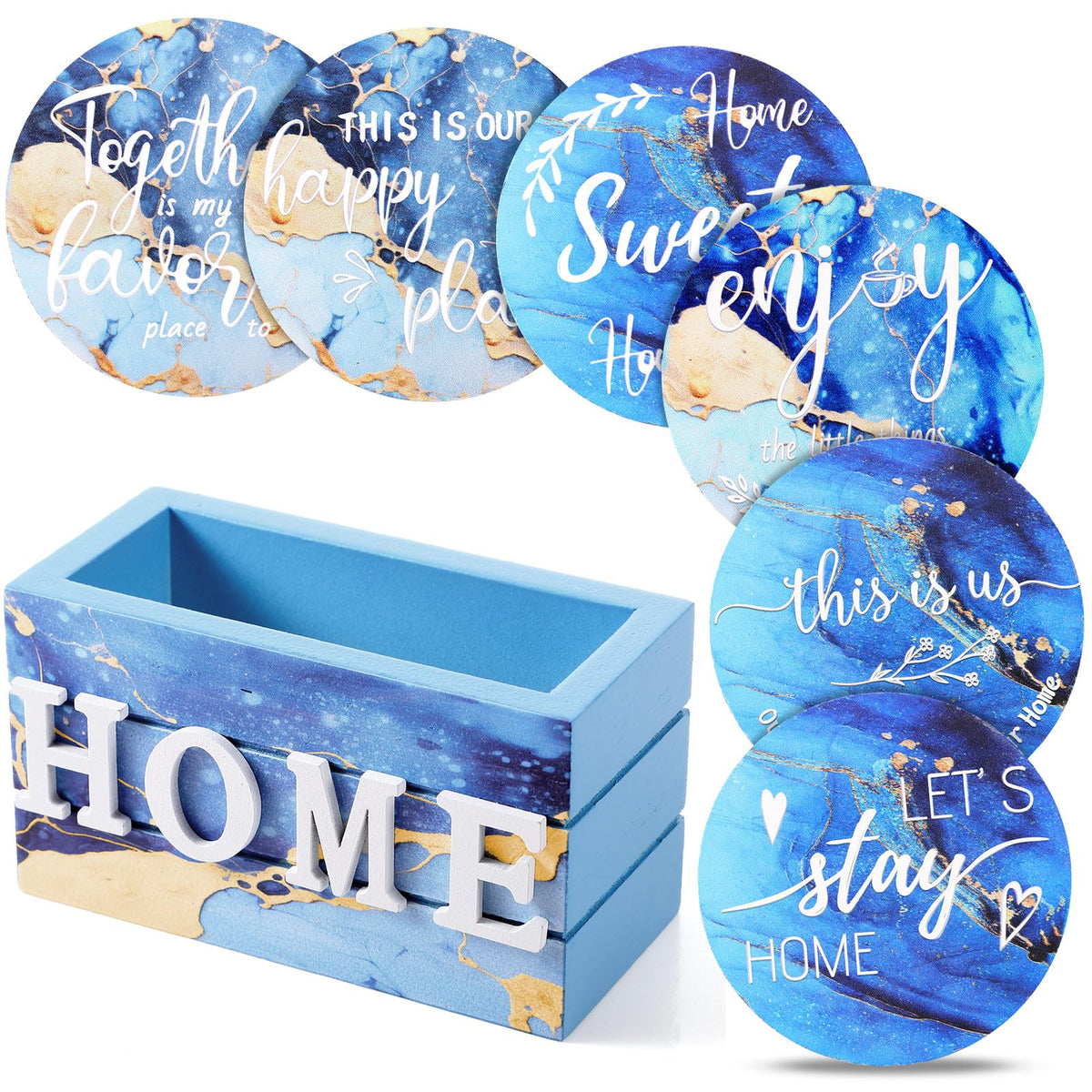 Queekay House Warming Gifts New Home Farmhouse Coasters Set of 6, Gray