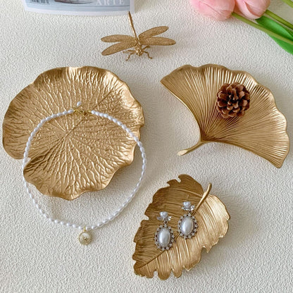 Small Leaf Shaped Trinket Dish, Decorative Gold Jewelry Dish Tray, Ring Hodler Dish Jewelry Organizer